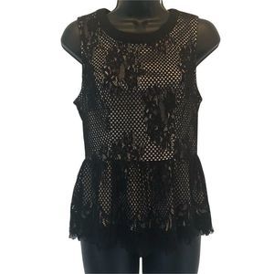 SKIES ARE BLUE Black Lace Top - size S, looks like an 8 but it's small